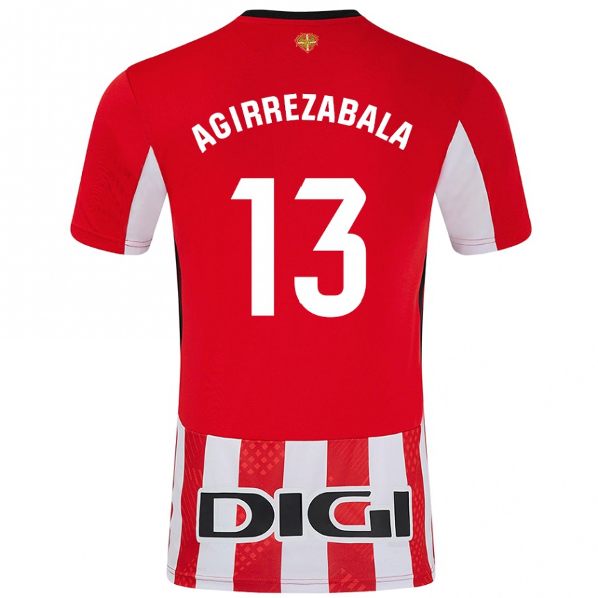 Enfant Football Maillot Julen Agirrezabala #13 Rouge Blanc Tenues Domicile 2024/25