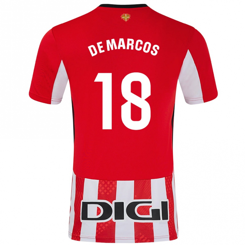 Enfant Football Maillot Óscar De Marcos #18 Rouge Blanc Tenues Domicile 2024/25