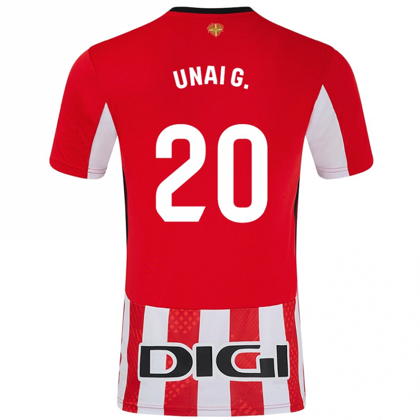 Enfant Football Maillot Unai Gómez #20 Rouge Blanc Tenues Domicile 2024/25