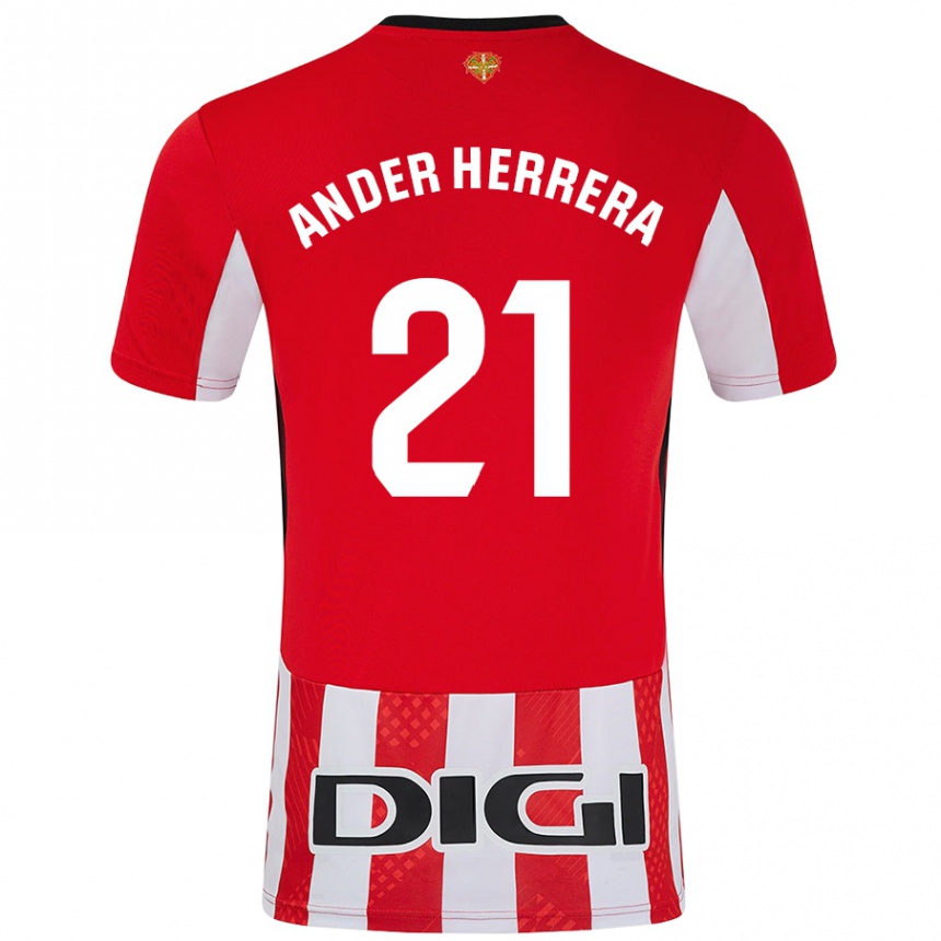 Enfant Football Maillot Ander Herrera #21 Rouge Blanc Tenues Domicile 2024/25