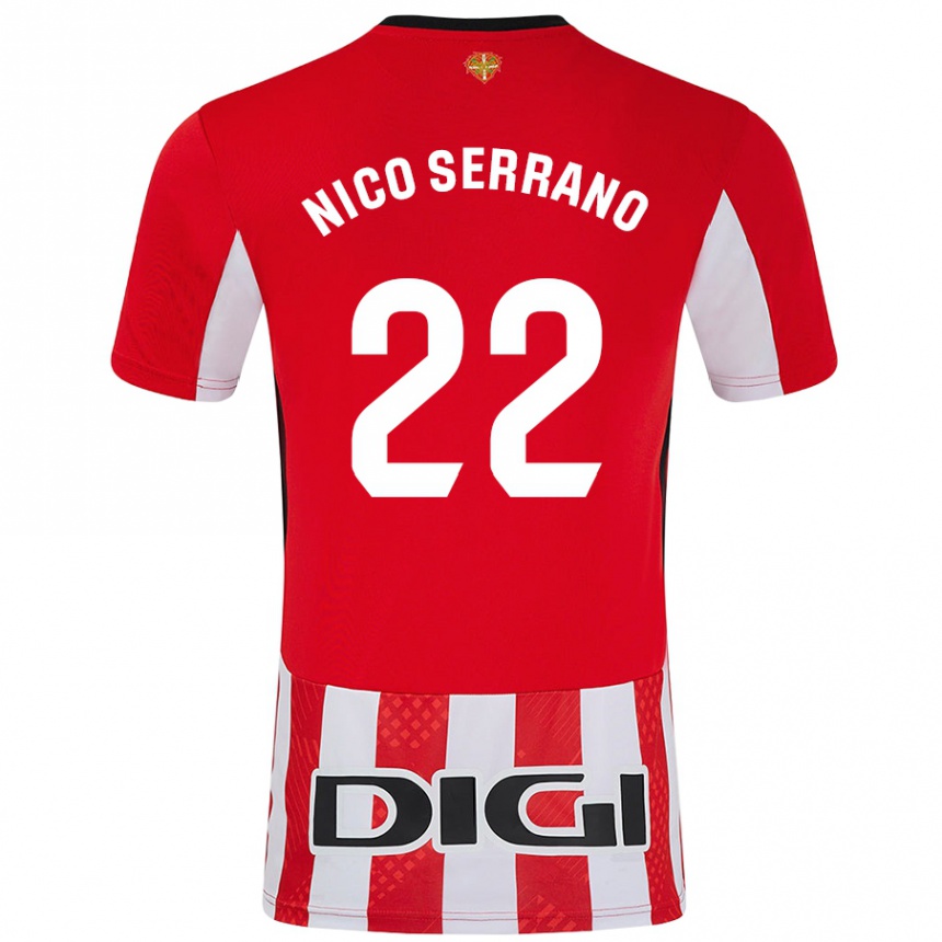 Enfant Football Maillot Nico Serrano #22 Rouge Blanc Tenues Domicile 2024/25