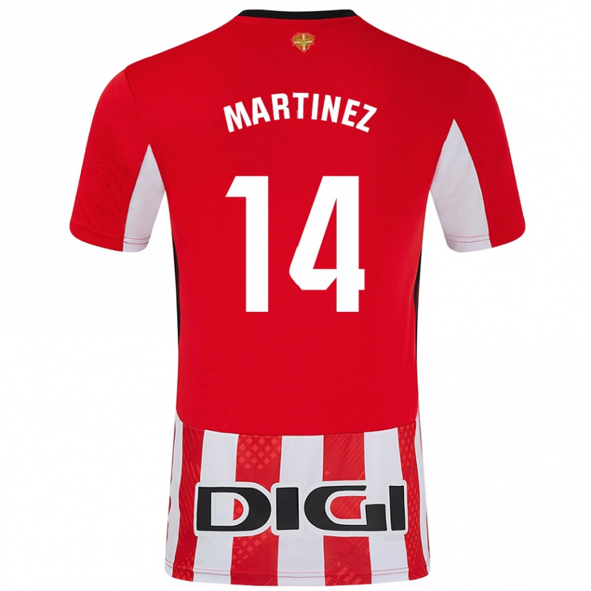 Enfant Football Maillot Pablo Martínez #14 Rouge Blanc Tenues Domicile 2024/25