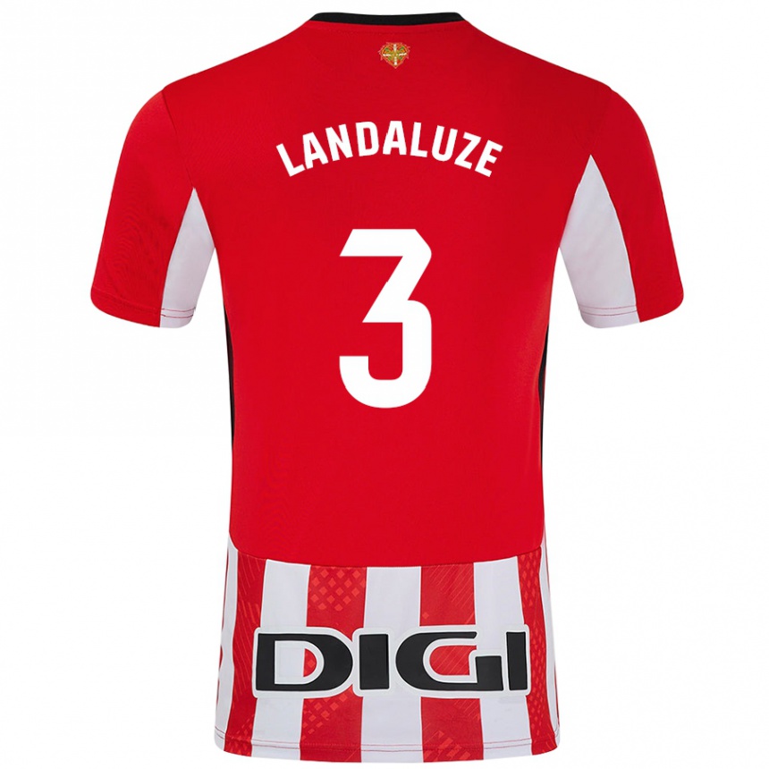 Enfant Football Maillot Naia Landaluze Marquínez #3 Rouge Blanc Tenues Domicile 2024/25