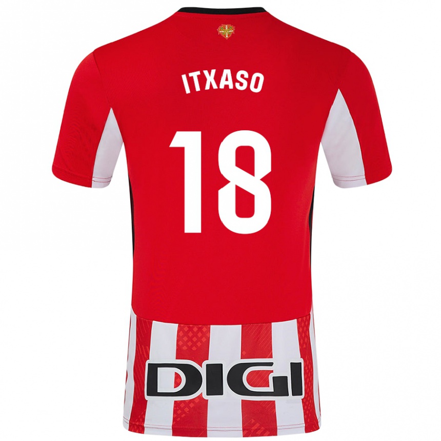 Enfant Football Maillot Itxaso Uriarte Santamaria #18 Rouge Blanc Tenues Domicile 2024/25