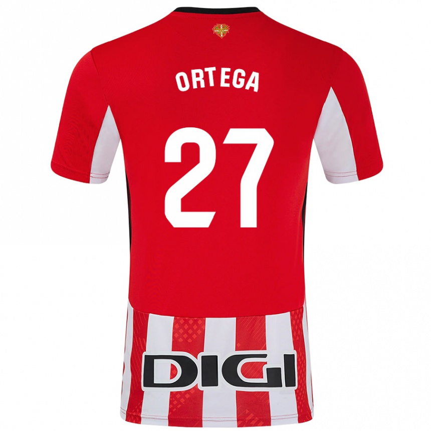 Enfant Football Maillot Sara Ortega #27 Rouge Blanc Tenues Domicile 2024/25