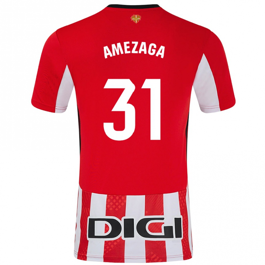 Enfant Football Maillot Jone Amezaga #31 Rouge Blanc Tenues Domicile 2024/25