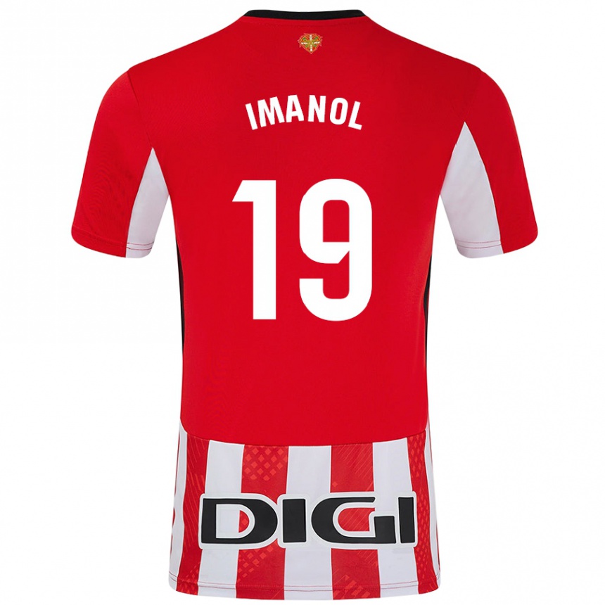 Enfant Football Maillot Imanol García De Albéniz #19 Rouge Blanc Tenues Domicile 2024/25