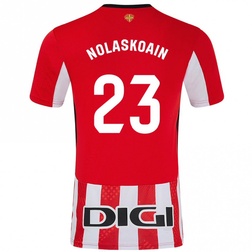 Enfant Football Maillot Peru Nolaskoain #23 Rouge Blanc Tenues Domicile 2024/25