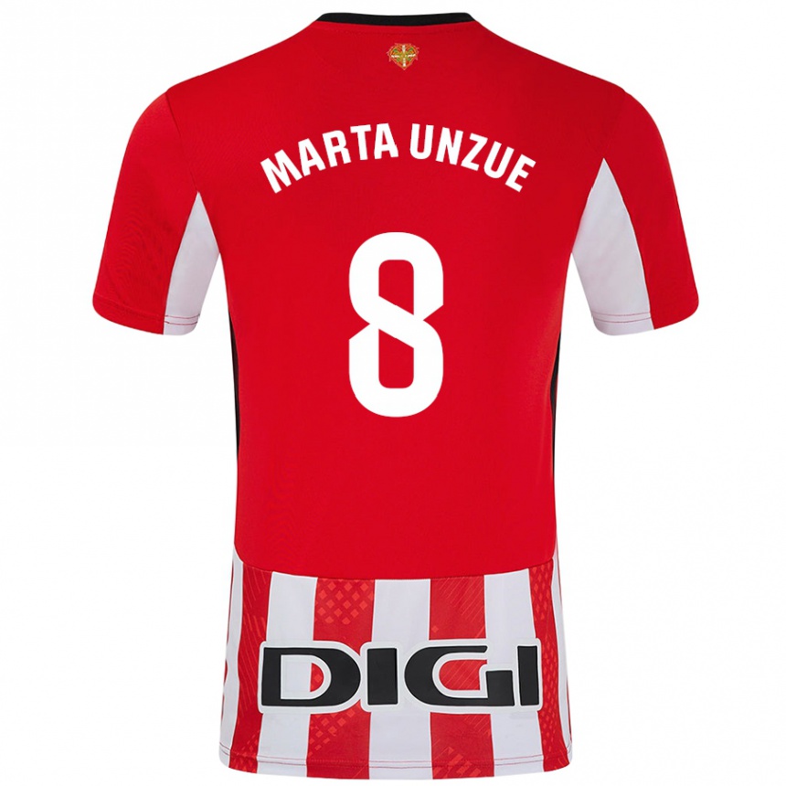 Enfant Football Maillot Marta Unzué Urdániz #8 Rouge Blanc Tenues Domicile 2024/25