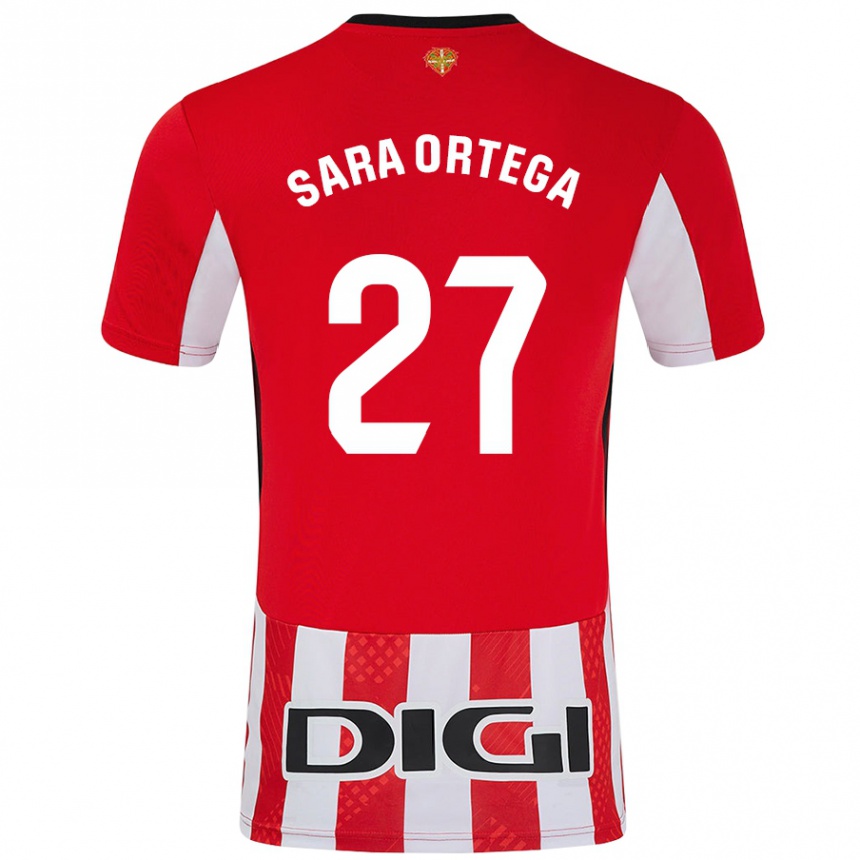 Enfant Football Maillot Sara Ortega Ruiz #27 Rouge Blanc Tenues Domicile 2024/25