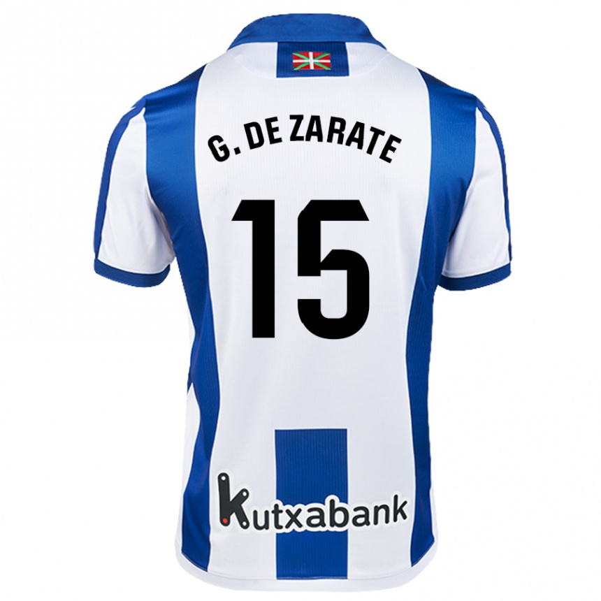 Enfant Football Maillot Urko González De Zarate #15 Blanc Bleu Tenues Domicile 2024/25