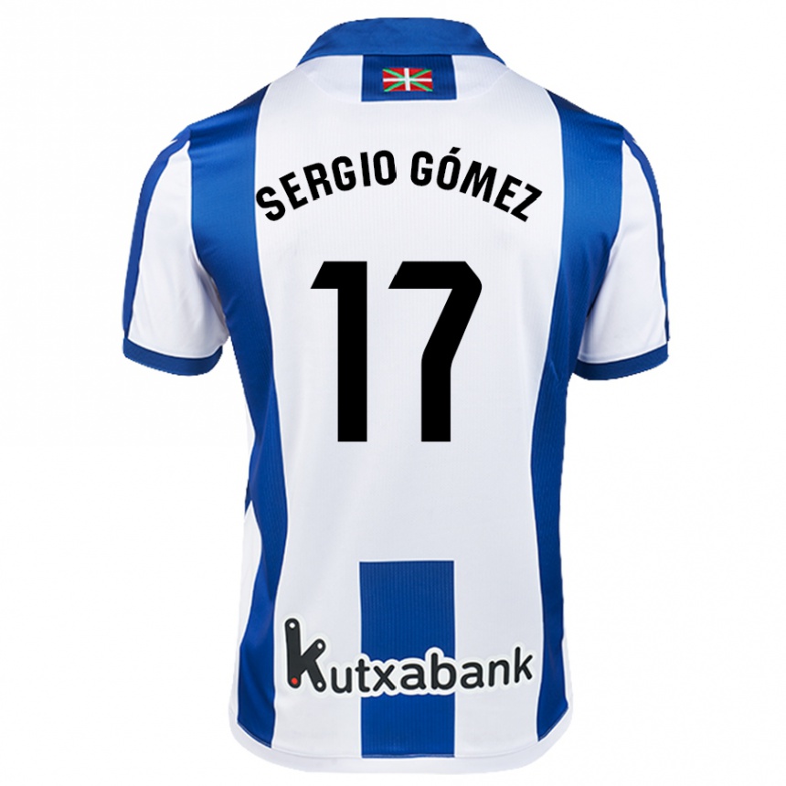 Enfant Football Maillot Sergio Gómez #17 Blanc Bleu Tenues Domicile 2024/25