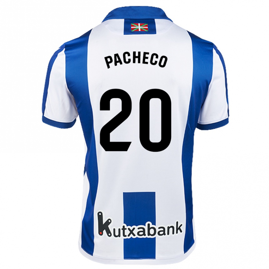 Enfant Football Maillot Jon Pacheco #20 Blanc Bleu Tenues Domicile 2024/25