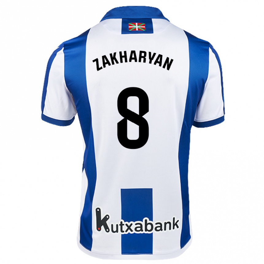 Enfant Football Maillot Arsen Zakharyan #8 Blanc Bleu Tenues Domicile 2024/25