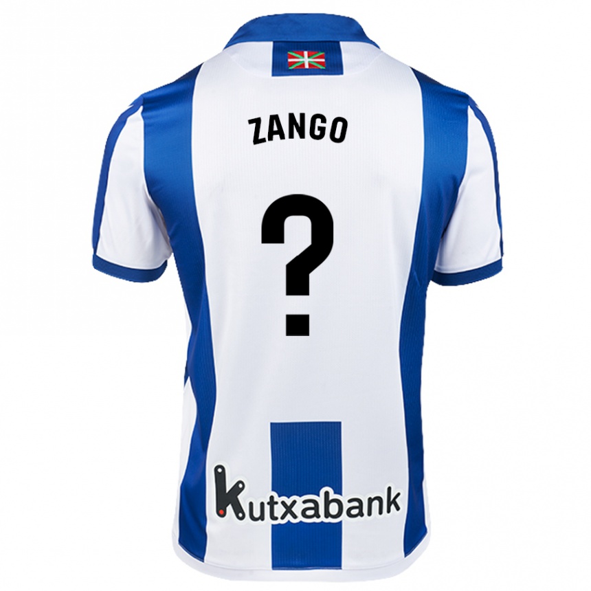 Enfant Football Maillot Adrián Zango #0 Blanc Bleu Tenues Domicile 2024/25