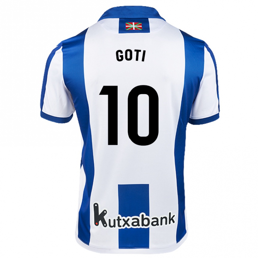 Enfant Football Maillot Mikel Goti #10 Blanc Bleu Tenues Domicile 2024/25