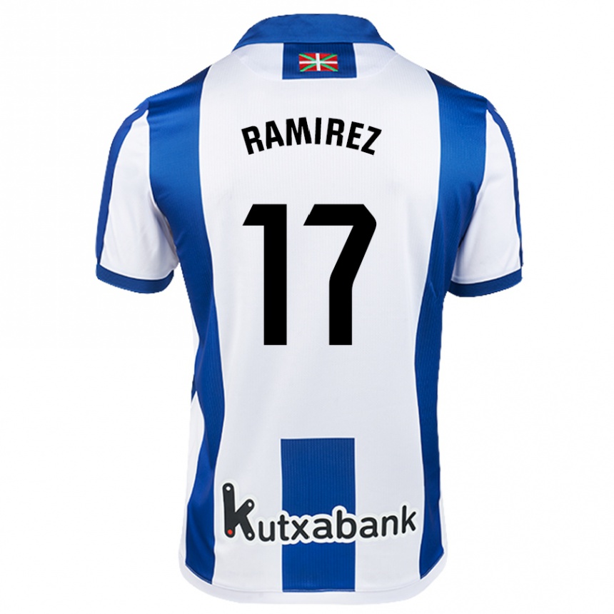 Enfant Football Maillot Darío Ramirez #17 Blanc Bleu Tenues Domicile 2024/25