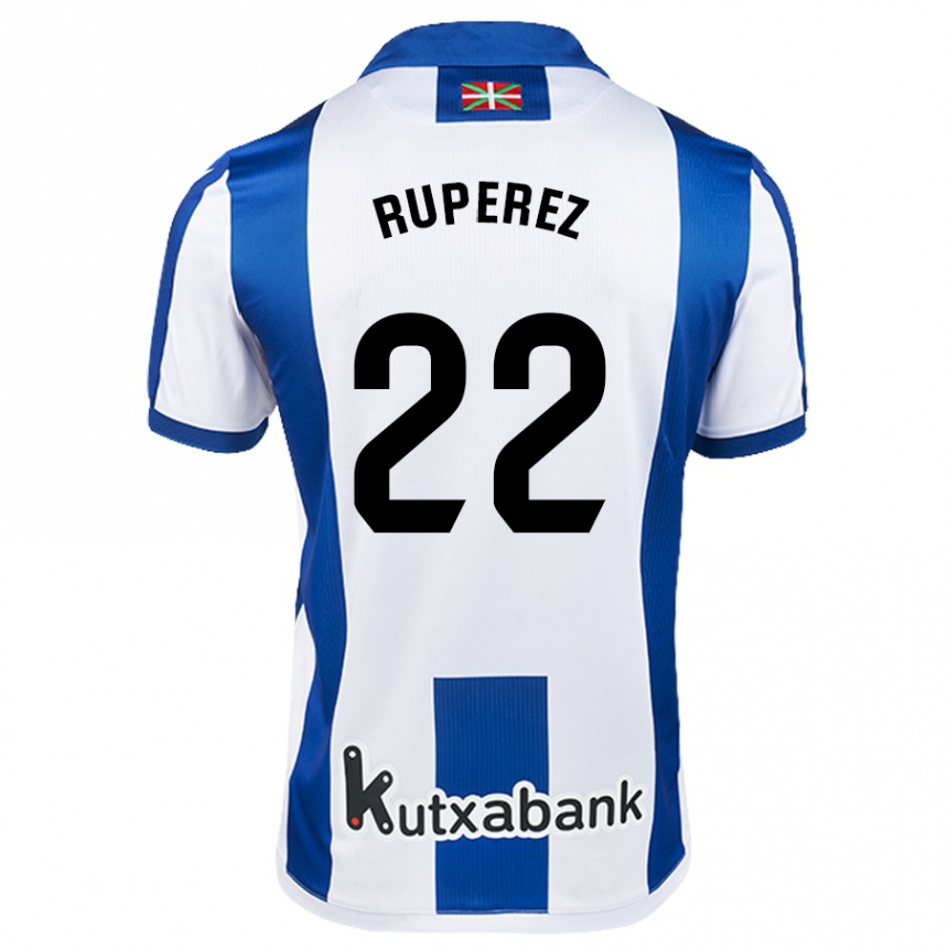 Enfant Football Maillot Iñaki Rupérez #22 Blanc Bleu Tenues Domicile 2024/25