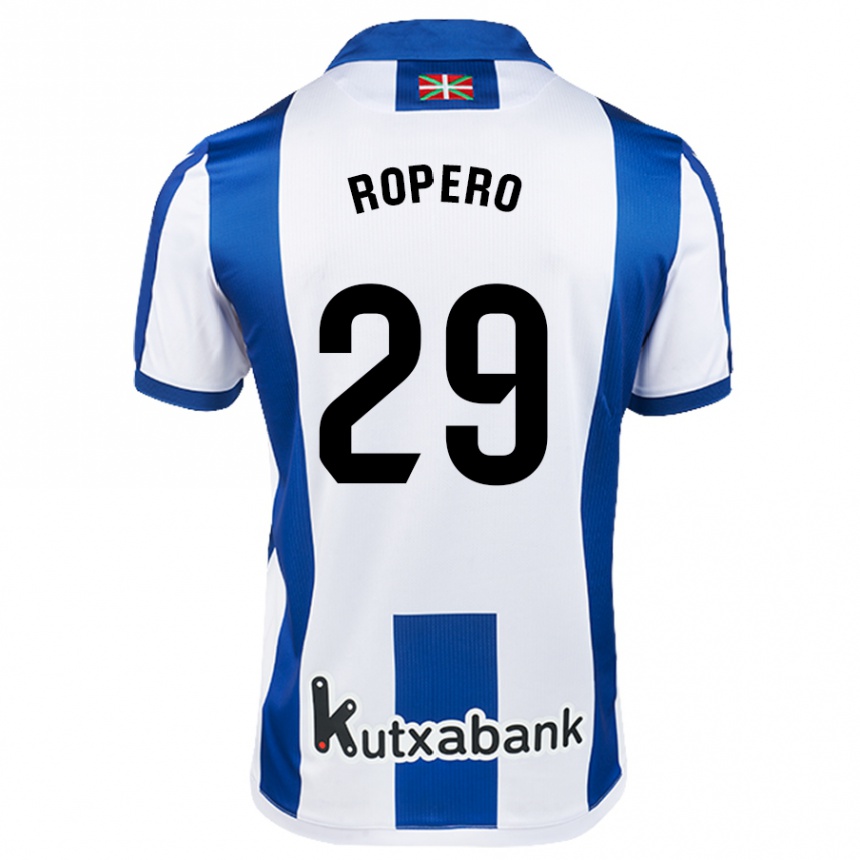 Enfant Football Maillot Iker Ropero #29 Blanc Bleu Tenues Domicile 2024/25