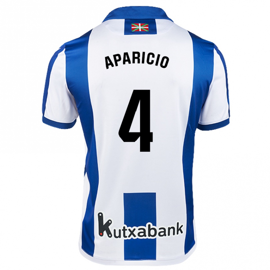 Enfant Football Maillot Nahia Aparicio Jaular #4 Blanc Bleu Tenues Domicile 2024/25