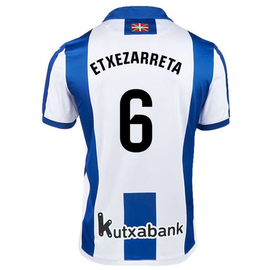 Enfant Football Maillot Ane Etxezarreta Aierbe #6 Blanc Bleu Tenues Domicile 2024/25