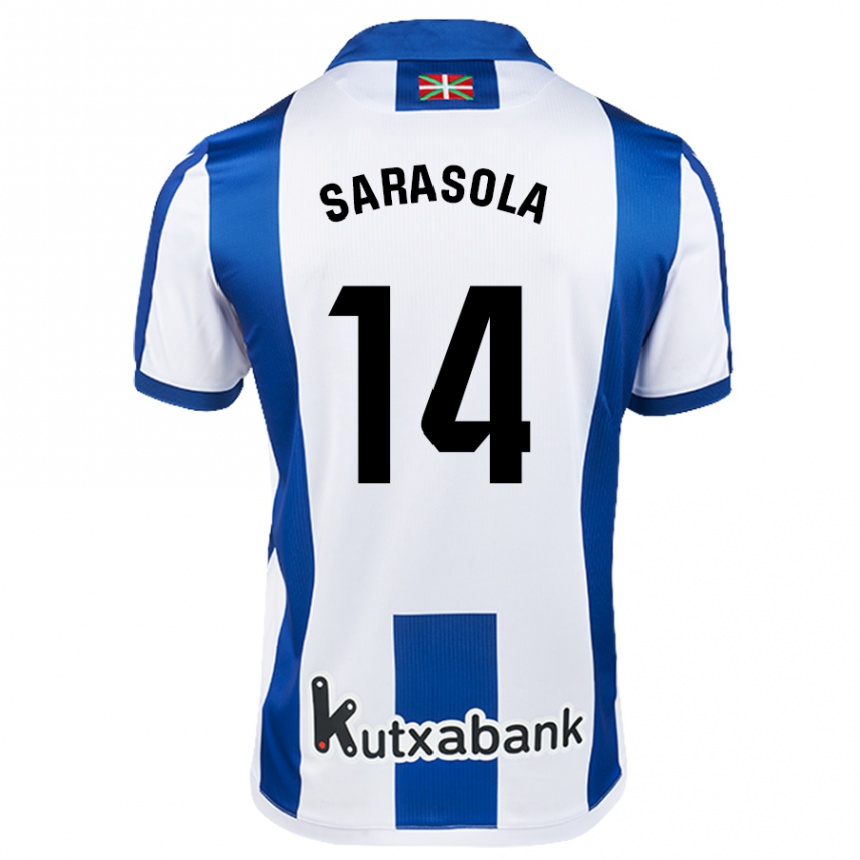 Enfant Football Maillot Izarne Sarasola Beain #14 Blanc Bleu Tenues Domicile 2024/25