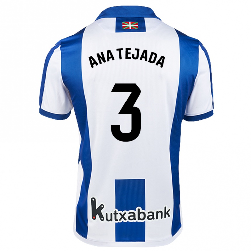 Enfant Football Maillot Ana Tejada Jiménez #3 Blanc Bleu Tenues Domicile 2024/25