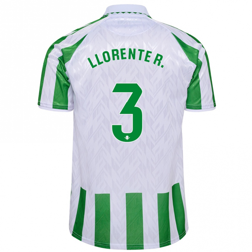 Enfant Football Maillot Diego Llorente #3 Rayures Vertes Et Blanches Tenues Domicile 2024/25