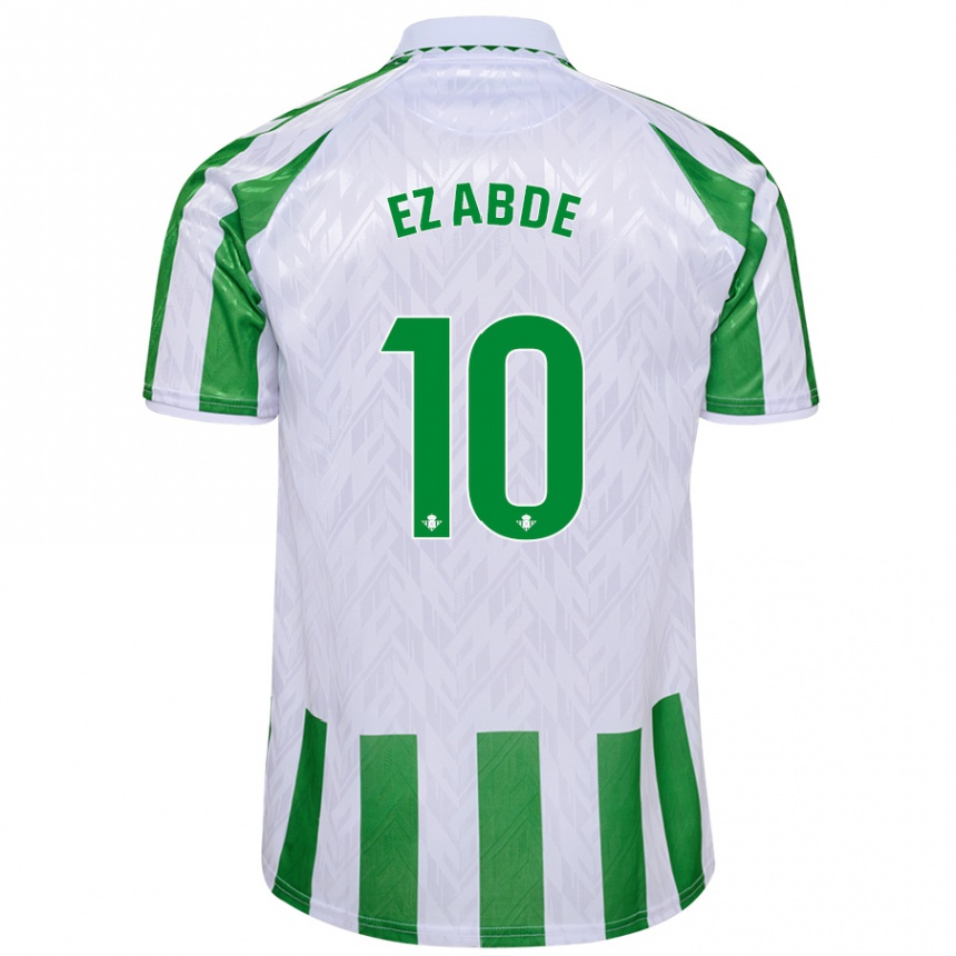 Enfant Football Maillot Abde Ezzalzouli #10 Rayures Vertes Et Blanches Tenues Domicile 2024/25