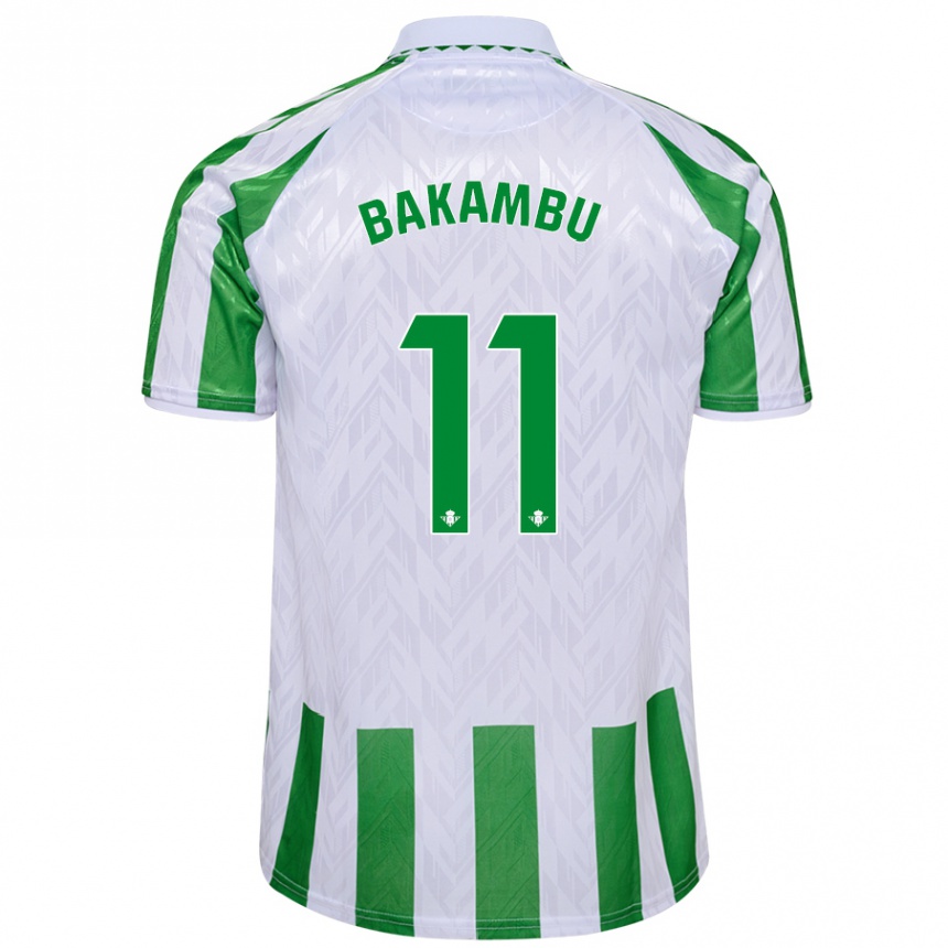 Enfant Football Maillot Cedric Bakambu #11 Rayures Vertes Et Blanches Tenues Domicile 2024/25