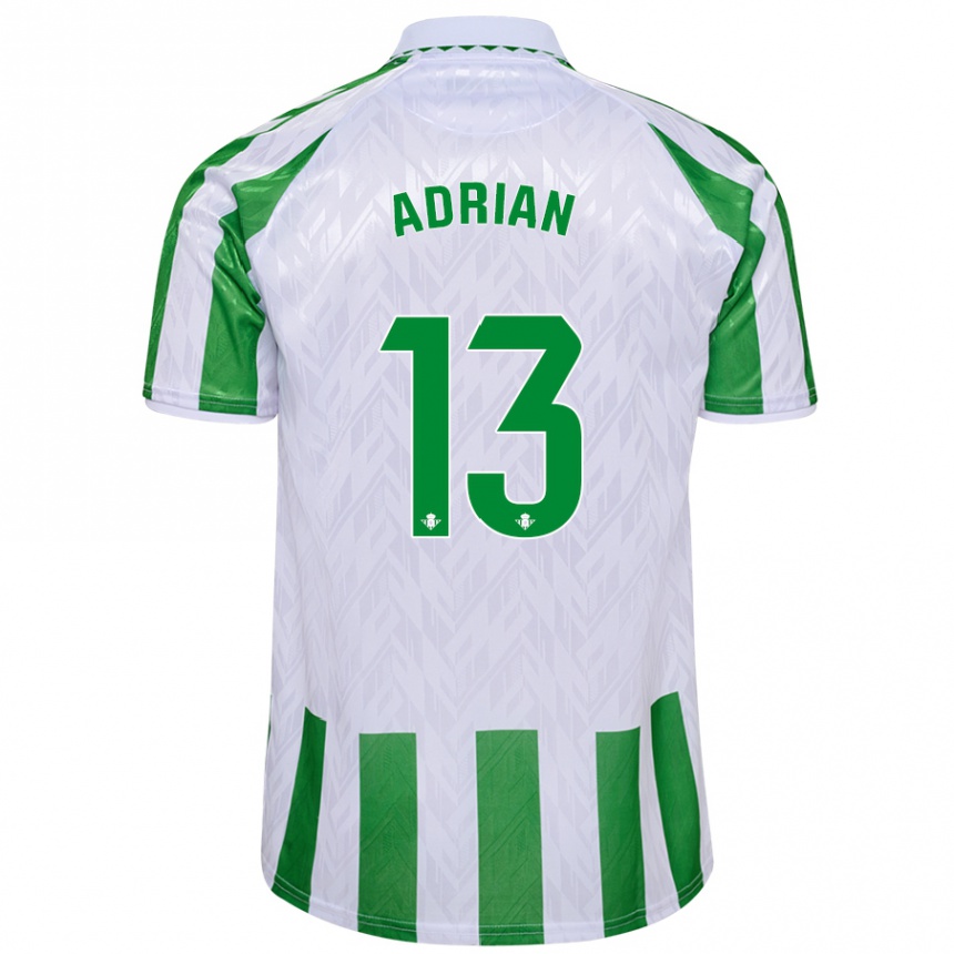 Enfant Football Maillot Adrian #13 Rayures Vertes Et Blanches Tenues Domicile 2024/25