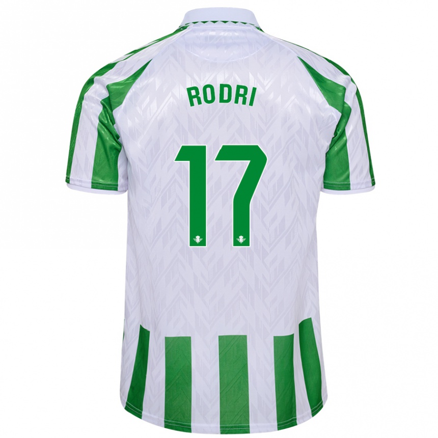 Enfant Football Maillot Rodri Sánchez #17 Rayures Vertes Et Blanches Tenues Domicile 2024/25