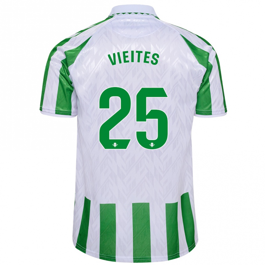 Enfant Football Maillot Fran Vieites #25 Rayures Vertes Et Blanches Tenues Domicile 2024/25