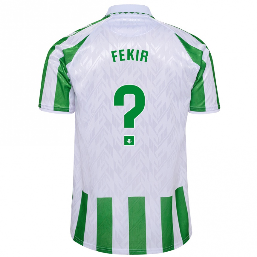 Enfant Football Maillot Yassin Fekir #0 Rayures Vertes Et Blanches Tenues Domicile 2024/25