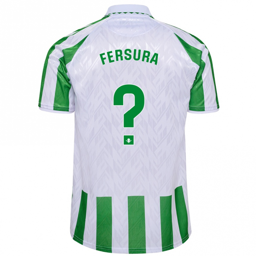 Enfant Football Maillot João Fersura #0 Rayures Vertes Et Blanches Tenues Domicile 2024/25