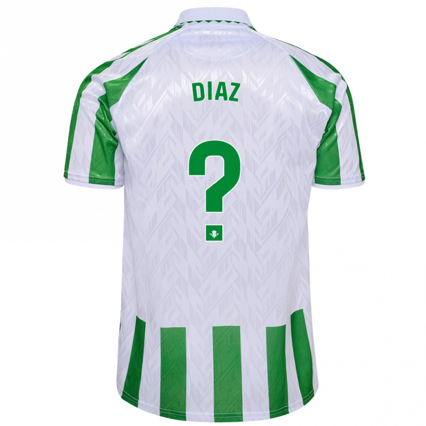 Enfant Football Maillot Ismael Díaz #0 Rayures Vertes Et Blanches Tenues Domicile 2024/25