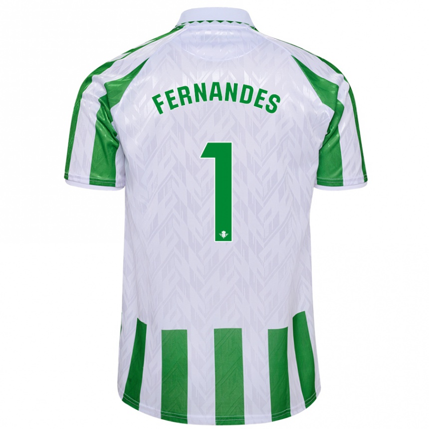 Enfant Football Maillot Guilherme Fernandes #1 Rayures Vertes Et Blanches Tenues Domicile 2024/25