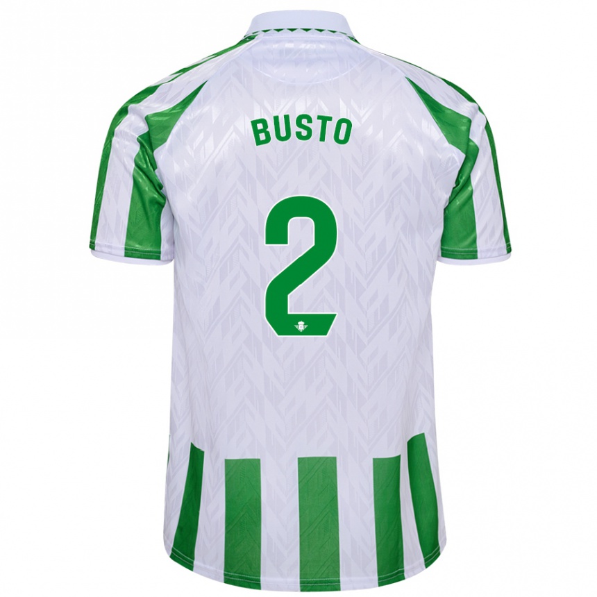 Enfant Football Maillot Pablo Busto #2 Rayures Vertes Et Blanches Tenues Domicile 2024/25