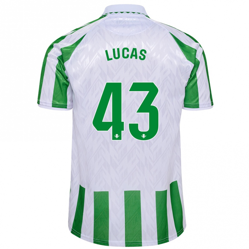 Enfant Football Maillot Lucas Alcázar #43 Rayures Vertes Et Blanches Tenues Domicile 2024/25