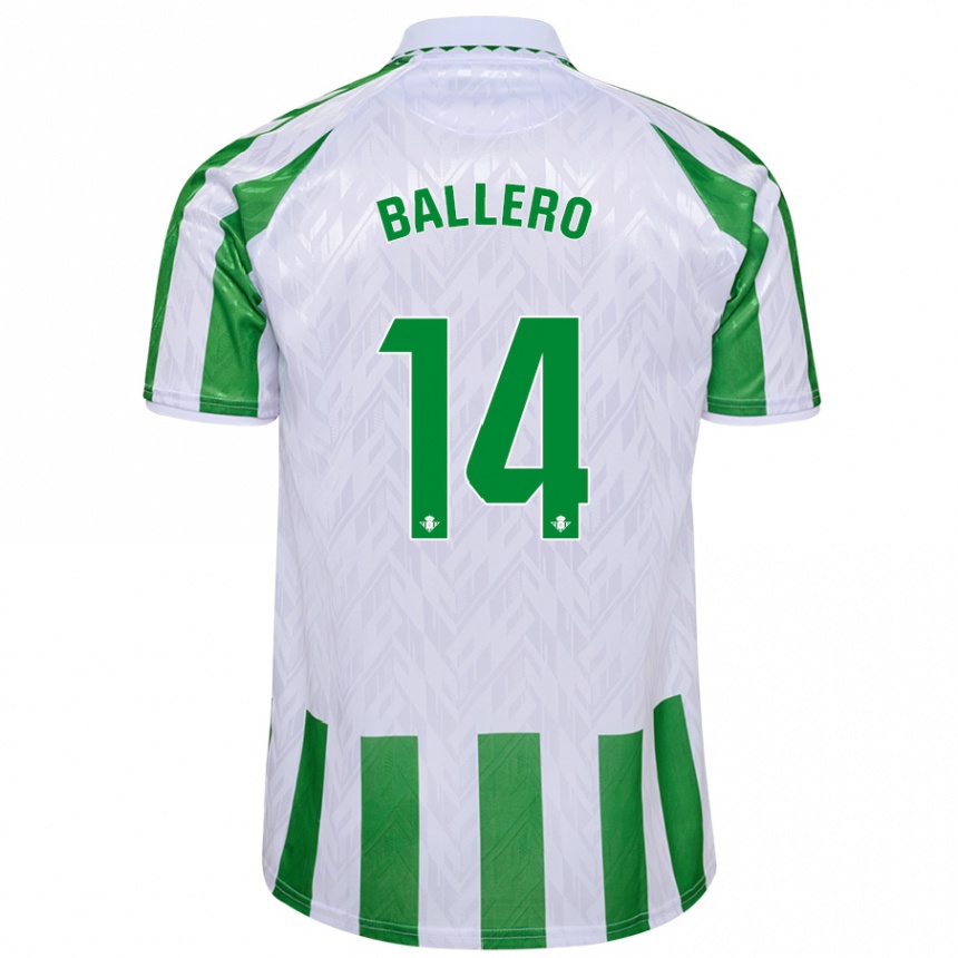 Enfant Football Maillot Sander Ballero #14 Rayures Vertes Et Blanches Tenues Domicile 2024/25