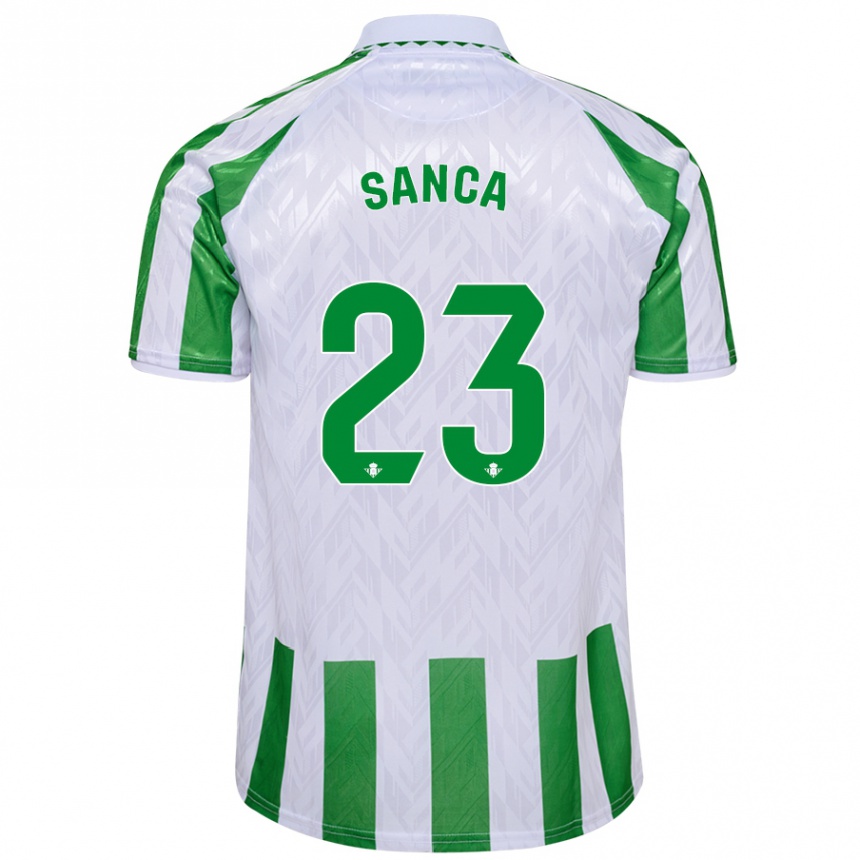 Enfant Football Maillot Marciano Sanca #23 Rayures Vertes Et Blanches Tenues Domicile 2024/25