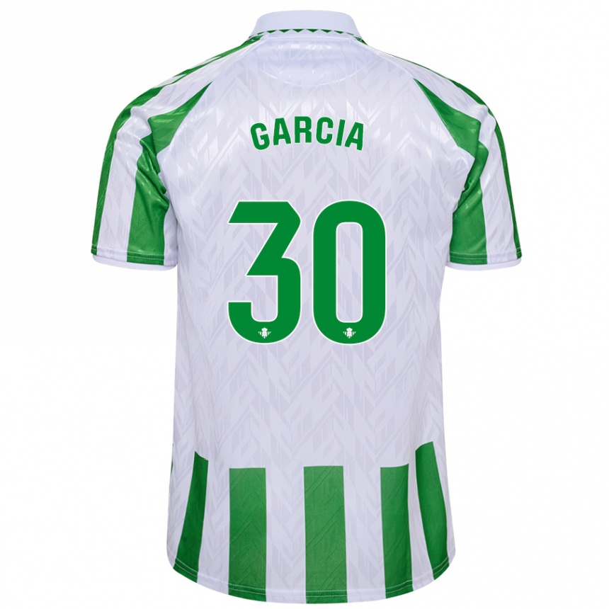 Enfant Football Maillot Germán García #30 Rayures Vertes Et Blanches Tenues Domicile 2024/25