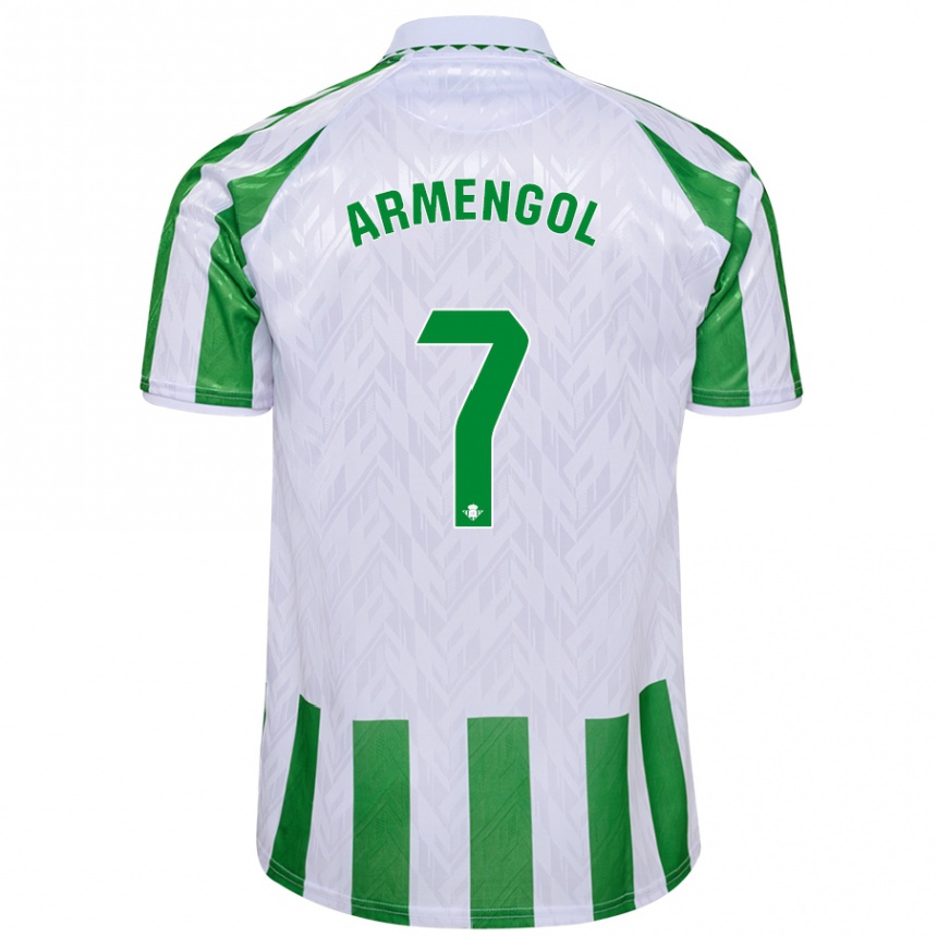 Enfant Football Maillot Carla Armengol Joaniquet #7 Rayures Vertes Et Blanches Tenues Domicile 2024/25