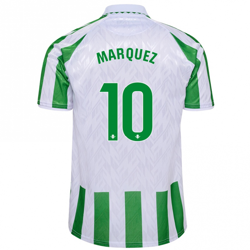 Enfant Football Maillot Rosa Márquez #10 Rayures Vertes Et Blanches Tenues Domicile 2024/25