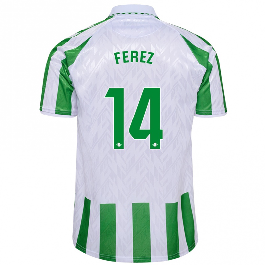 Enfant Football Maillot Carolina Férez #14 Rayures Vertes Et Blanches Tenues Domicile 2024/25