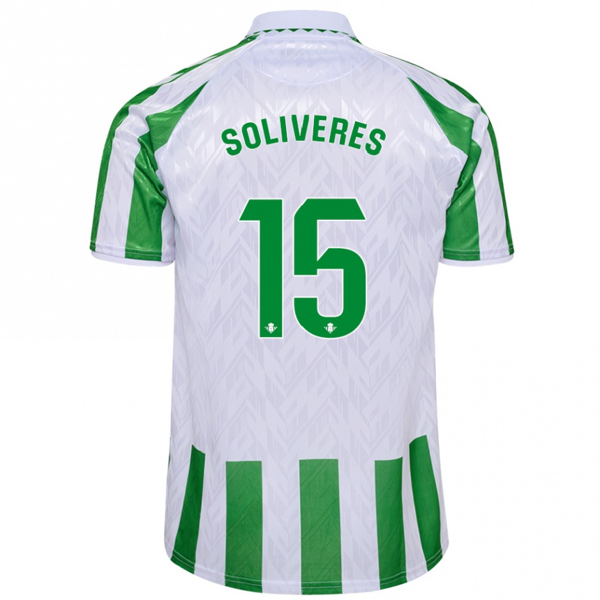 Enfant Football Maillot Gema Soliveres #15 Rayures Vertes Et Blanches Tenues Domicile 2024/25