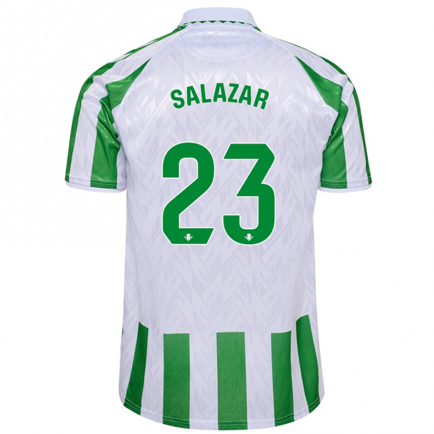 Enfant Football Maillot Noelia Salazar #23 Rayures Vertes Et Blanches Tenues Domicile 2024/25