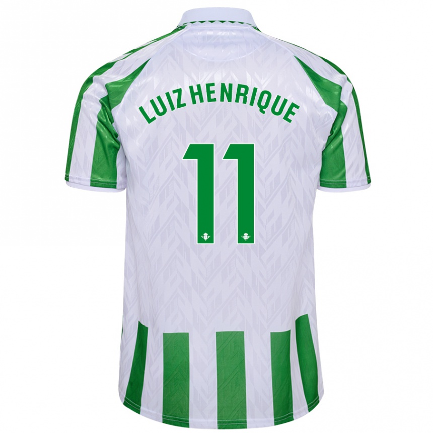 Enfant Football Maillot Luiz Henrique #11 Rayures Vertes Et Blanches Tenues Domicile 2024/25