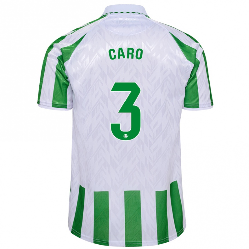 Enfant Football Maillot Andrés Caro #3 Rayures Vertes Et Blanches Tenues Domicile 2024/25