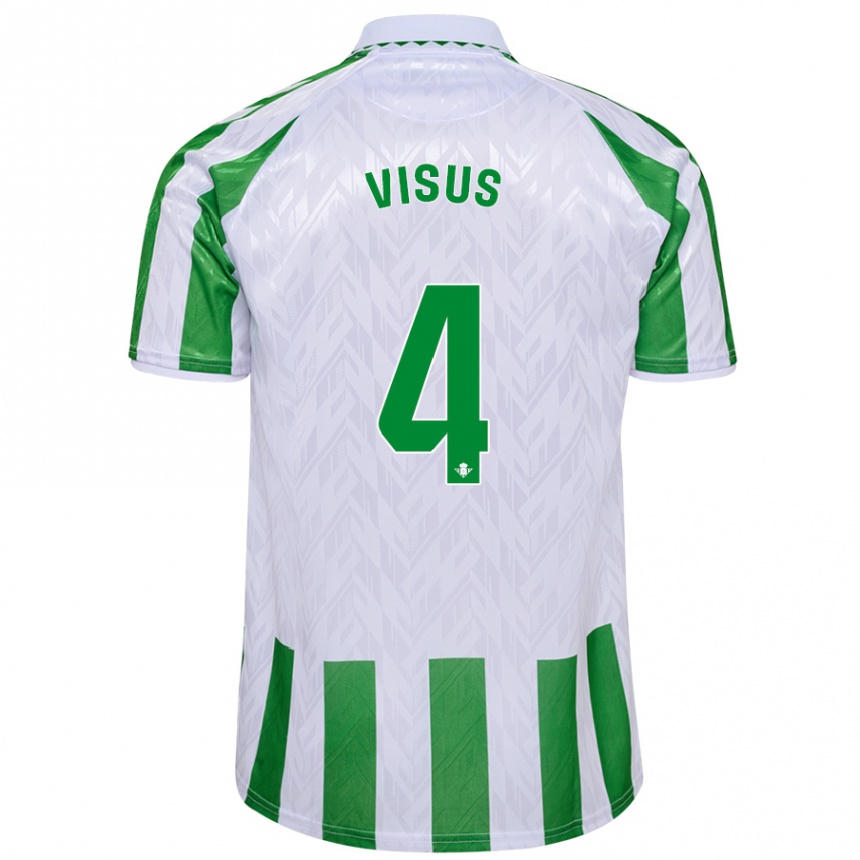 Enfant Football Maillot Ricardo Visus #4 Rayures Vertes Et Blanches Tenues Domicile 2024/25